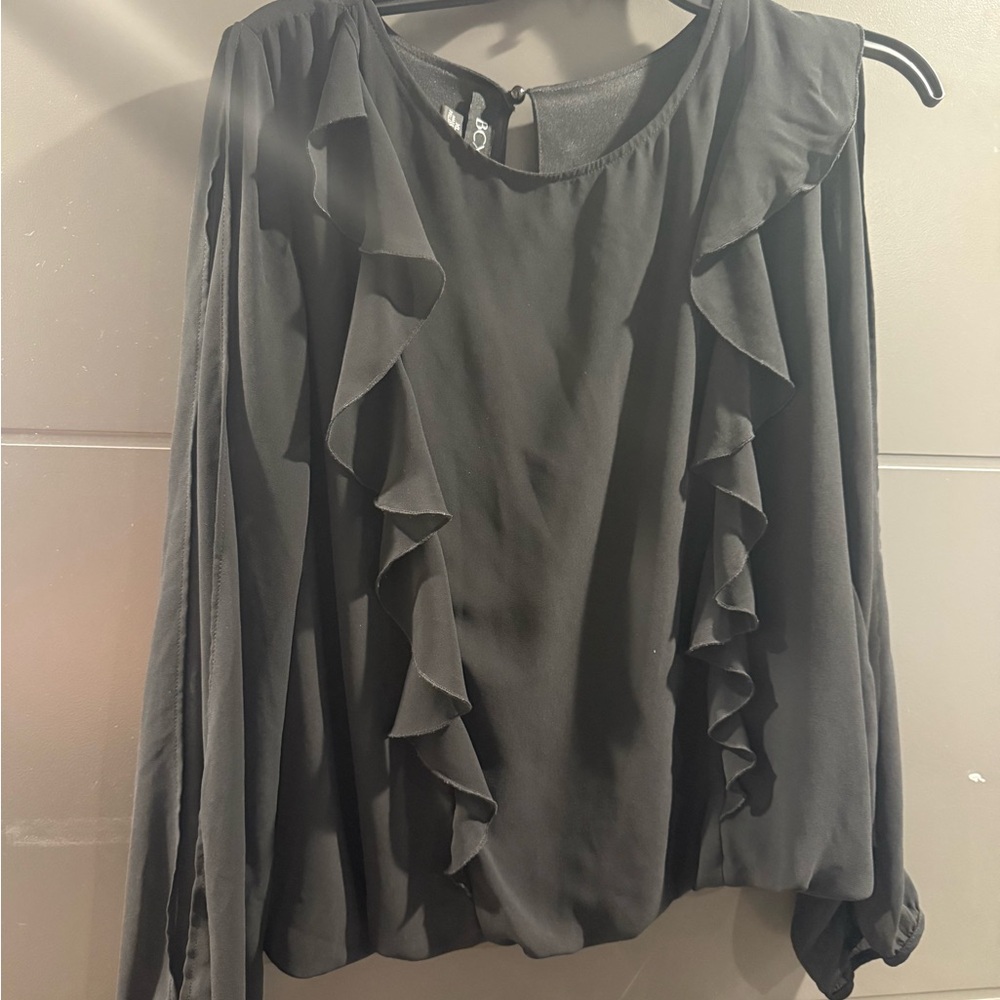 BCX Black Ruffle Blouse